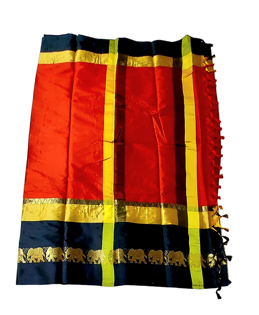 Gadwal Silk by Cotton Saree with Contrast Running Blouse Piece