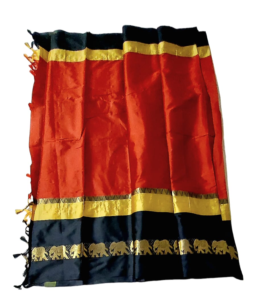 Gadwal Silk by Cotton Saree with Contrast Running Blouse Piece