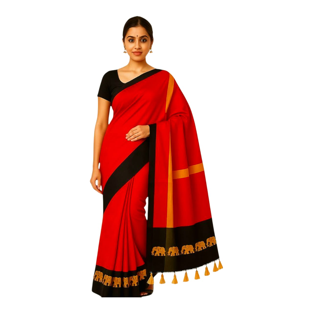 Gadwal Silk by Cotton Saree with Contrast Running Blouse Piece