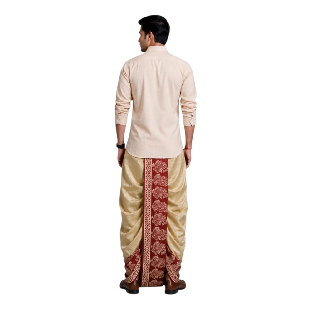 Raw Silk Dhoti Pant With Contrasting Colour