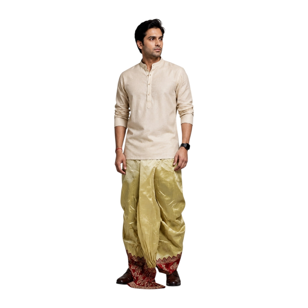 Cotton Silk Dhoti Pant With Contrasting Colour