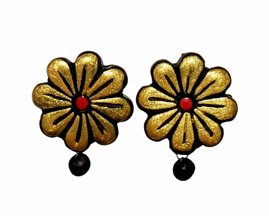 Floral Design Terracotta Stud Earrings