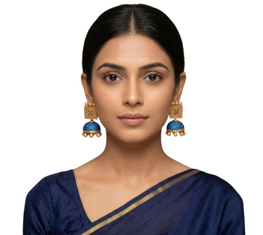 Terracotta Dual Coloured Dome Shaped Dangler Jhumka (Earrings)