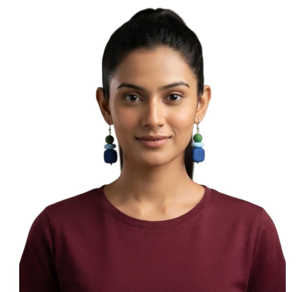 Purely Handmade Matt Finish Clay Drop Earrings