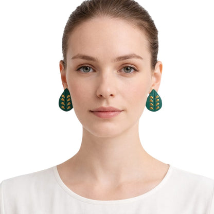 Purely Handmade Lightweight Waterdrop Shaped Terracotta Stud Earrings