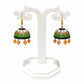 Purely Handmade Terracotta Multi-Coloured Dome Shaped Jhumka Earrings(With Beads)