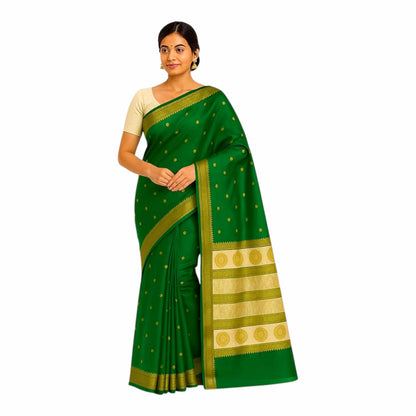 Women's Bomkai Silk Saree with Meenakari Thread & Golden Zari Work