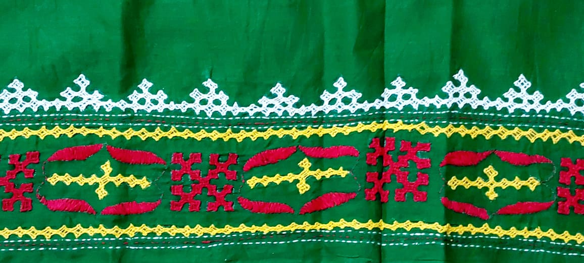 Hand Embroidered Gujarati Stitch Blouse Piece for Women & Girls