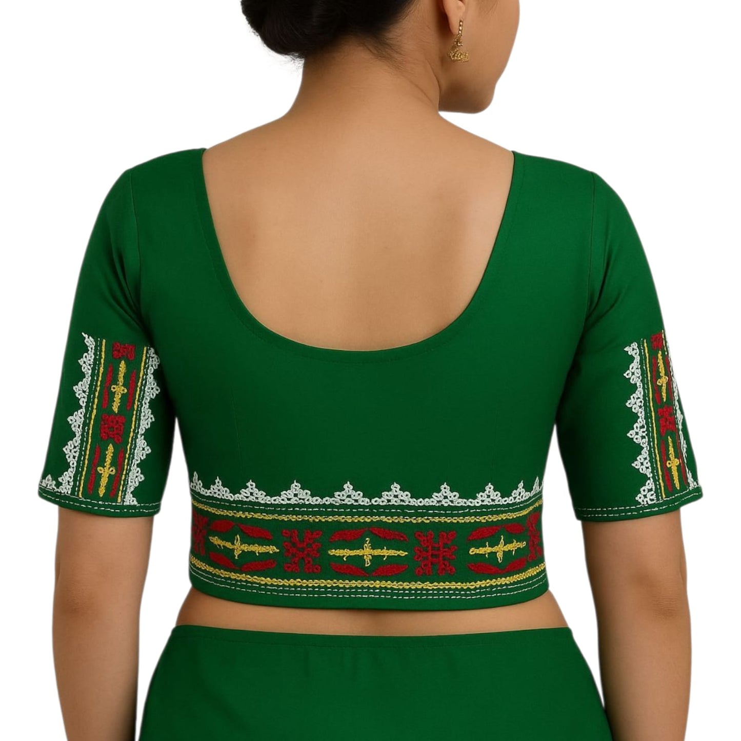 Hand Embroidered Gujarati Stitch Blouse Piece for Women & Girls