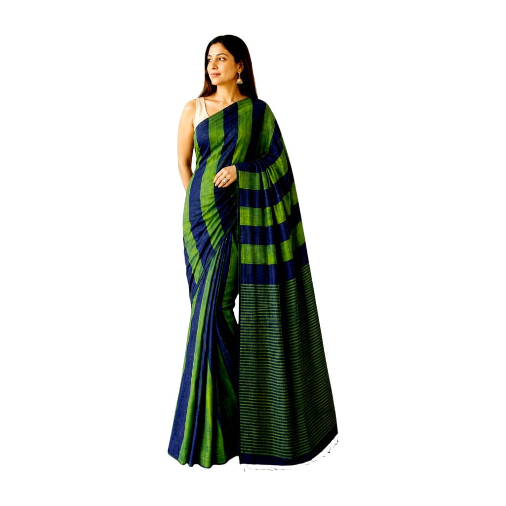 Pure Cotton Handloom Striped Sarees with Blouse Piece