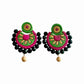Fashweave Purely Handmade Terracotta Stud Earrings (Half Circle Floral Design)