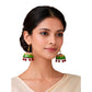 Purely Handmade Terracotta Multi-Coloured Dome Shaped Jhumka Earrings(With Beads)