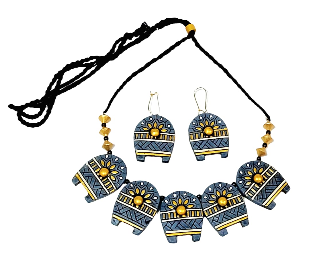 Handmade Terracotta Collar Necklace Set
