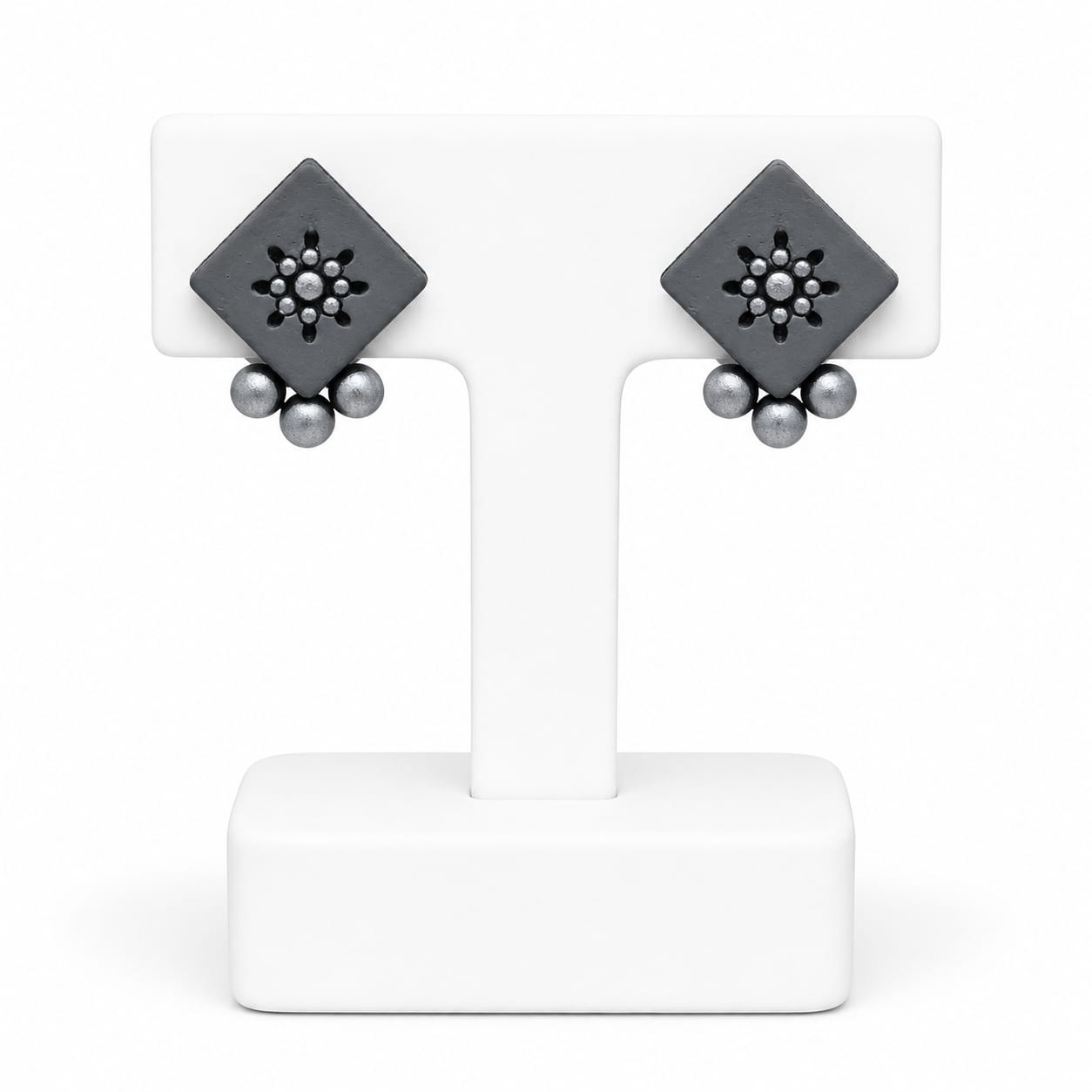Lightweight Diamond Shaped Terracotta Stud Earrings