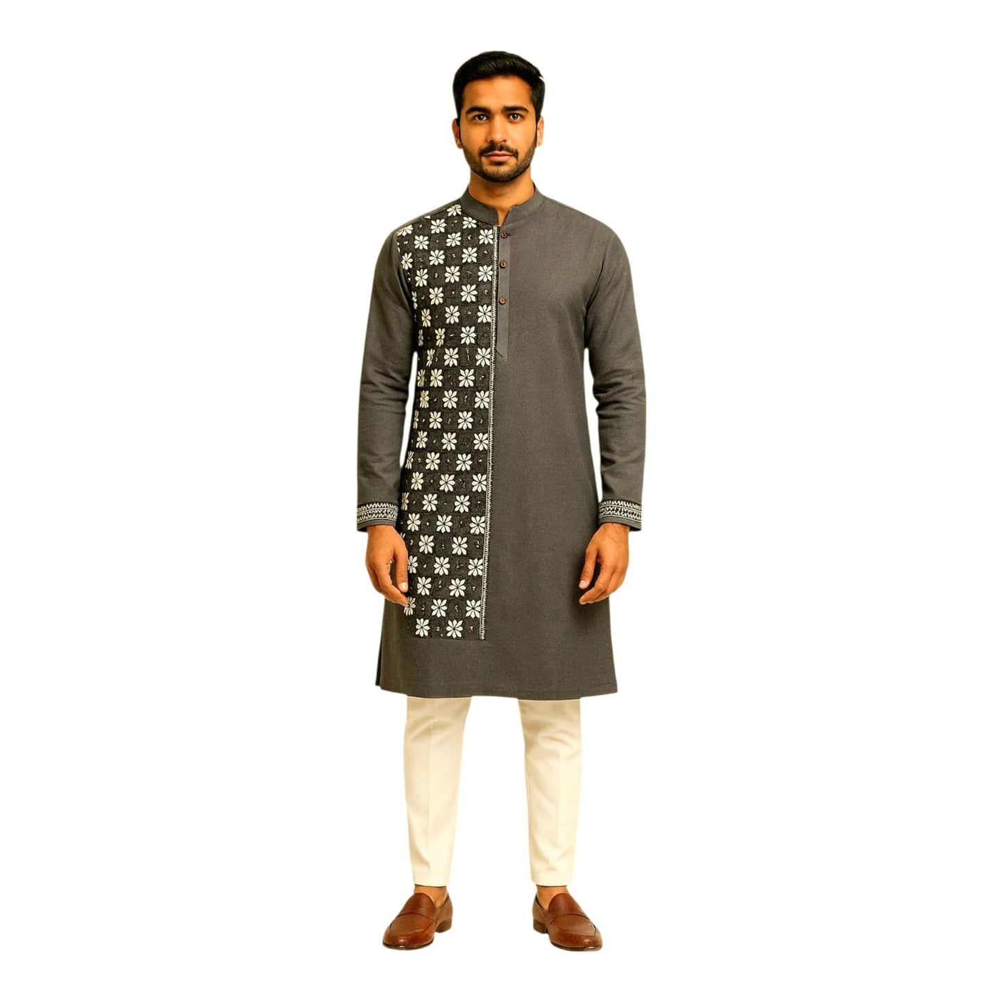 Pure Cotton Men's Kantha Long Kurta