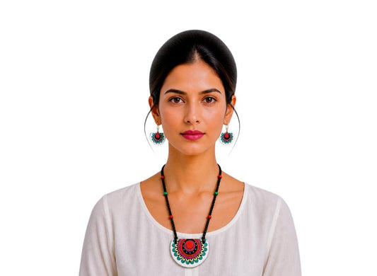 Purely Handmade Terracotta Rope Necklace With Earrings