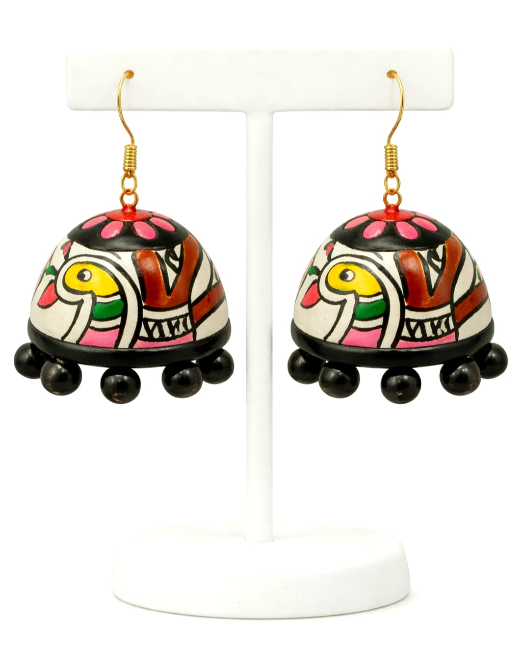 Terracotta Multicolour Designer Jhumka Earrings