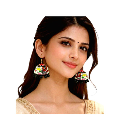 Terracotta Multicolour Designer Jhumka Earrings