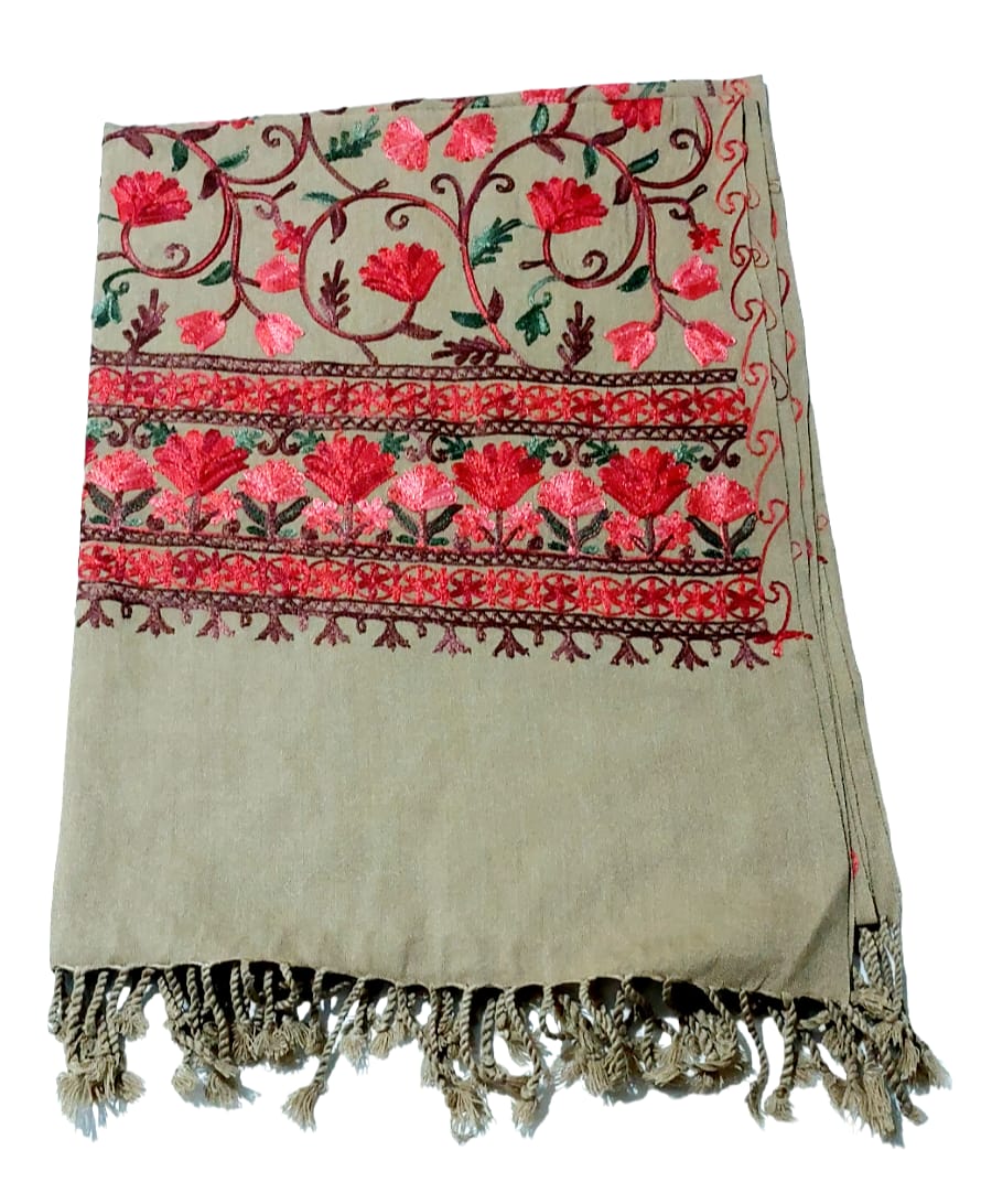 Premium Kashmiri Aari Embroidered Lightweight Shawl for Women & Girls