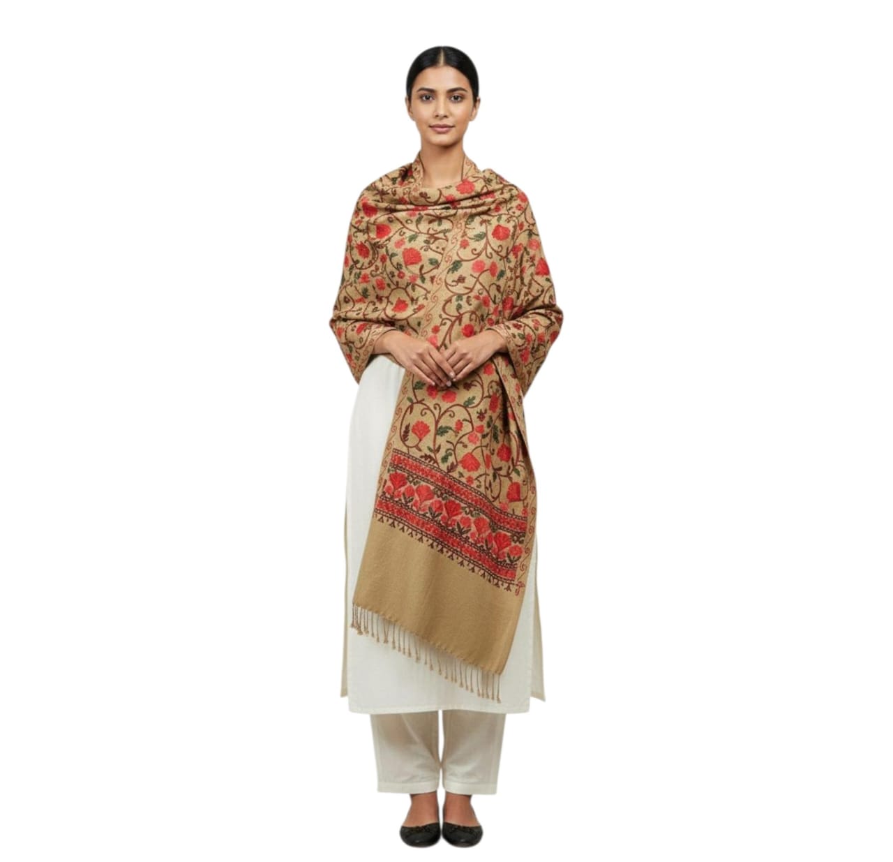 Premium Kashmiri Aari Embroidered Lightweight Shawl for Women & Girls