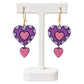 Lightweight Handcrafted Heart Shaped Terracotta Dangle Earrings (Geometric Pattern)