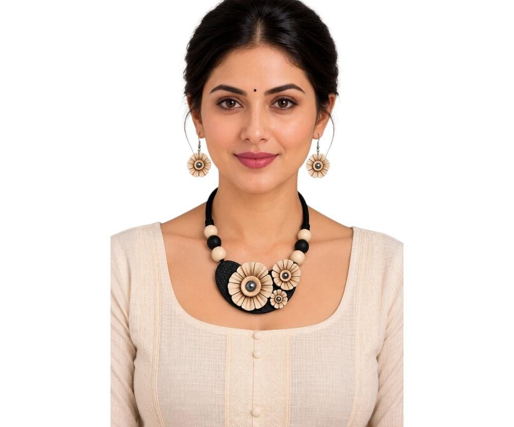 Purely Handmade Clay Jewellery Sets (With Earrings) for Women & Girls