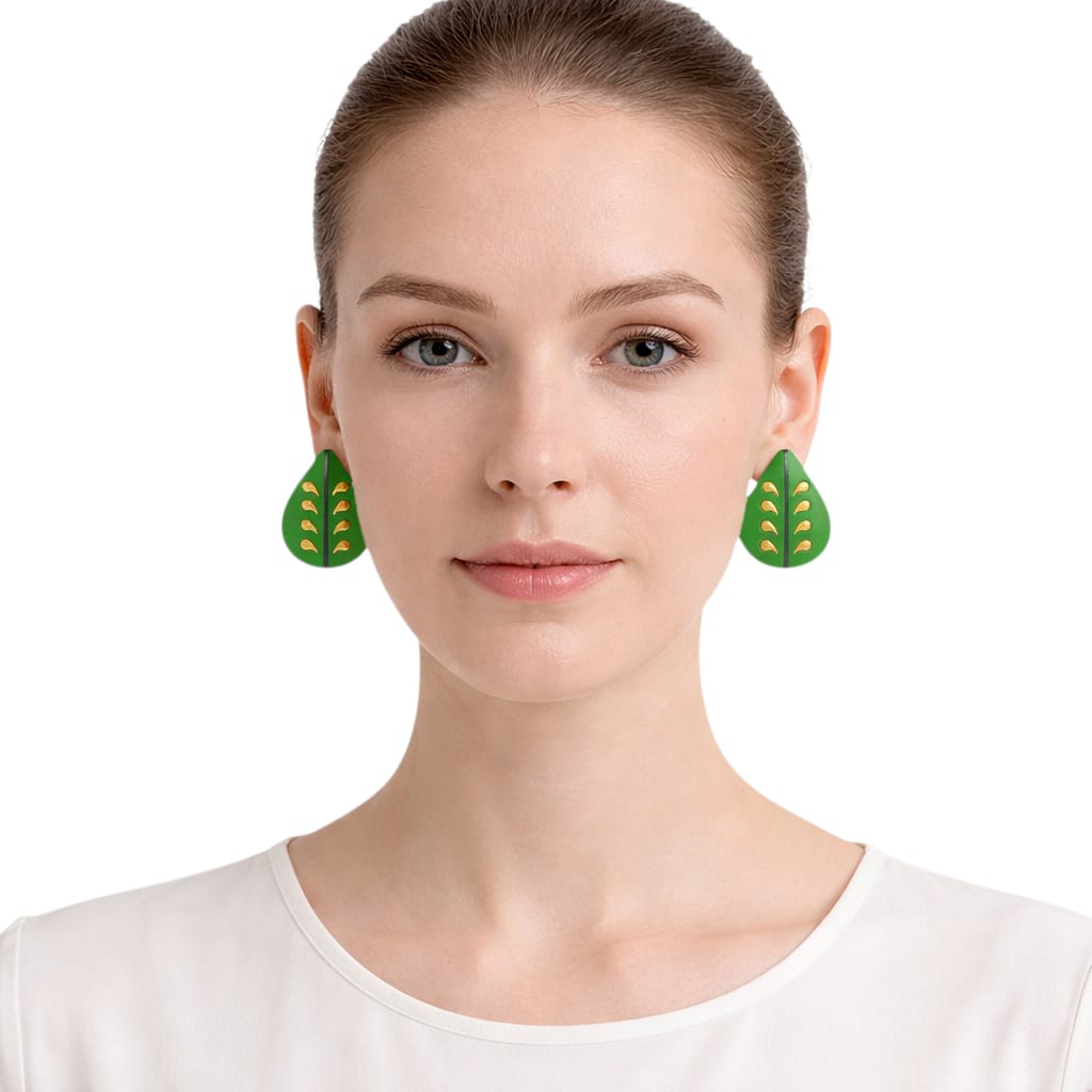 Purely Handmade Lightweight Waterdrop Shaped Terracotta Stud Earrings