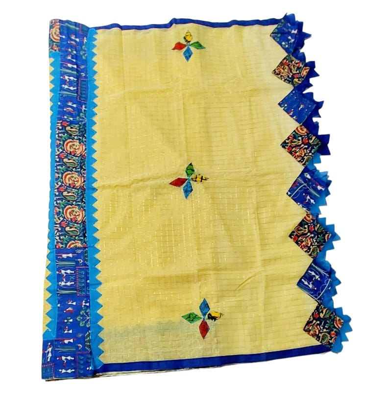 Pure Cotton Handmade Kalamkari Patchwork Saree