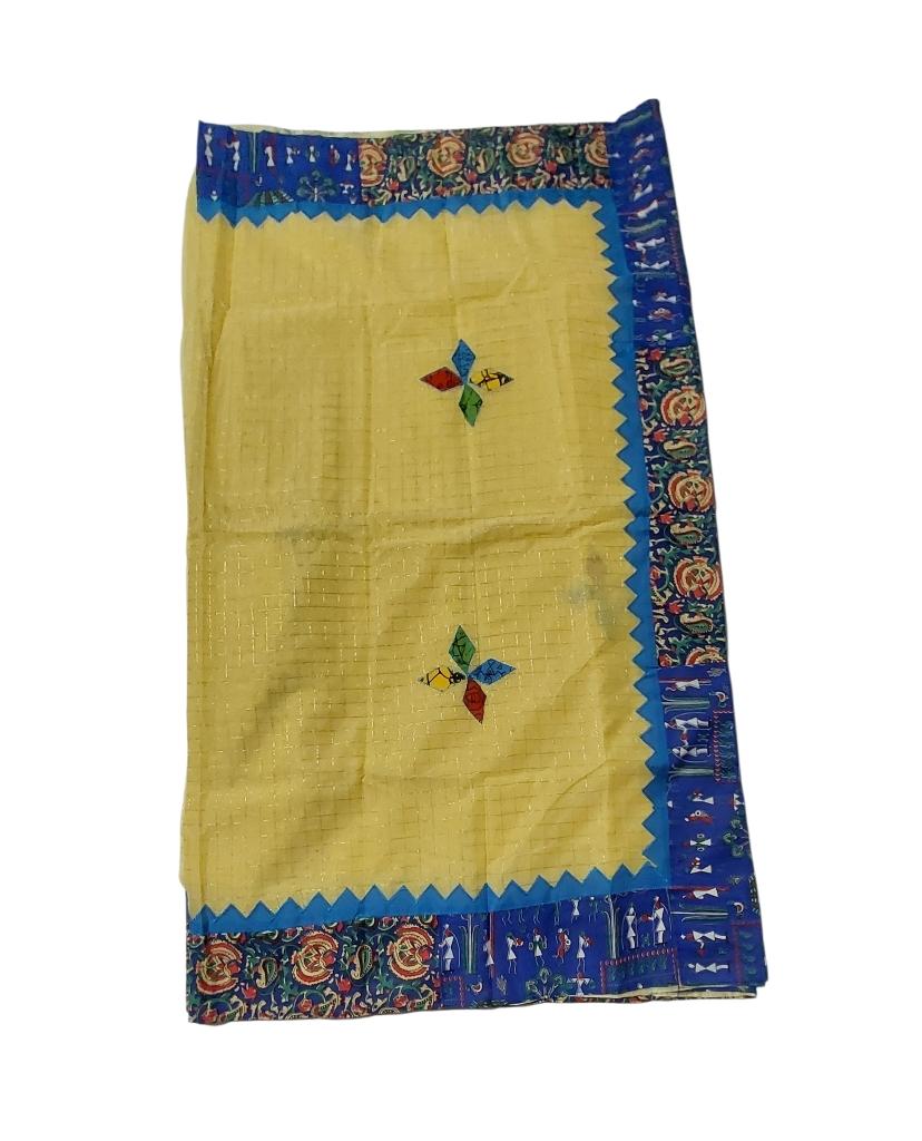 Pure Cotton Handmade Kalamkari Patchwork Saree