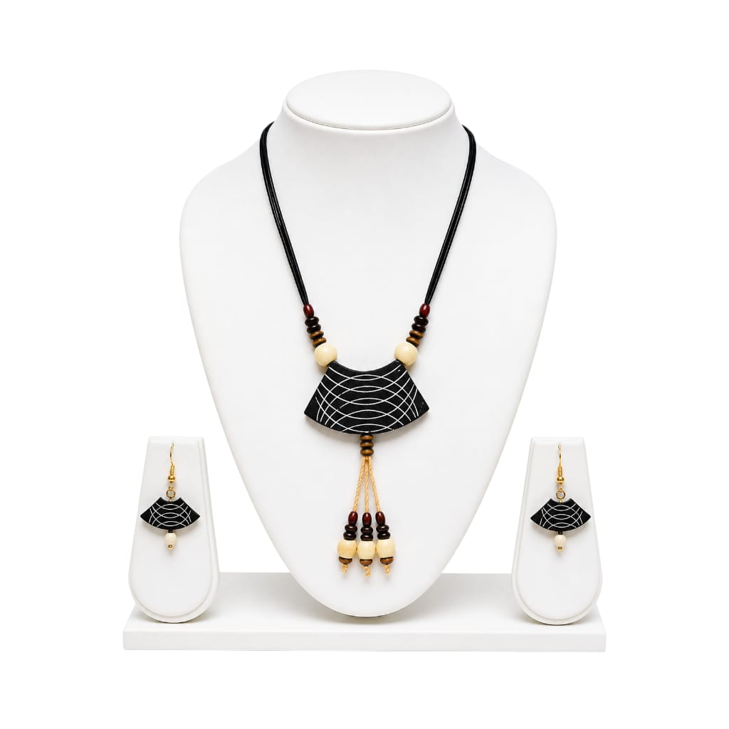 Purely Handmade Terracotta Rope Necklace With Earrings