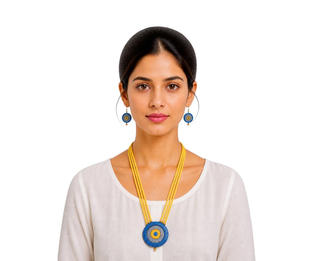 Purely Handmade Terracotta Rope Necklace With Earrings