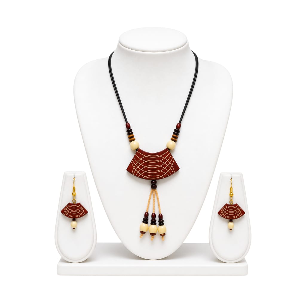 Purely Handmade Terracotta Rope Necklace With Earrings