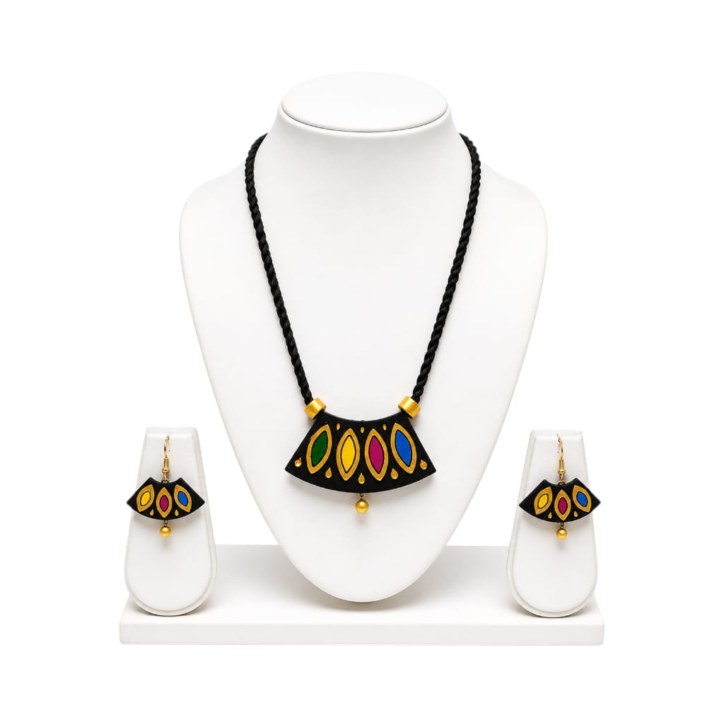 Purely Handmade Terracotta Rope Necklace With Earrings