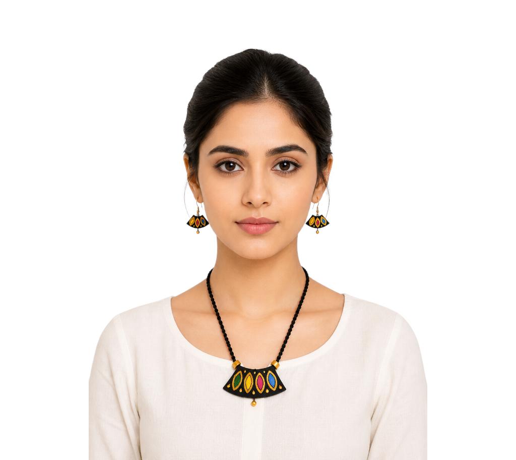 Purely Handmade Terracotta Rope Necklace With Earrings