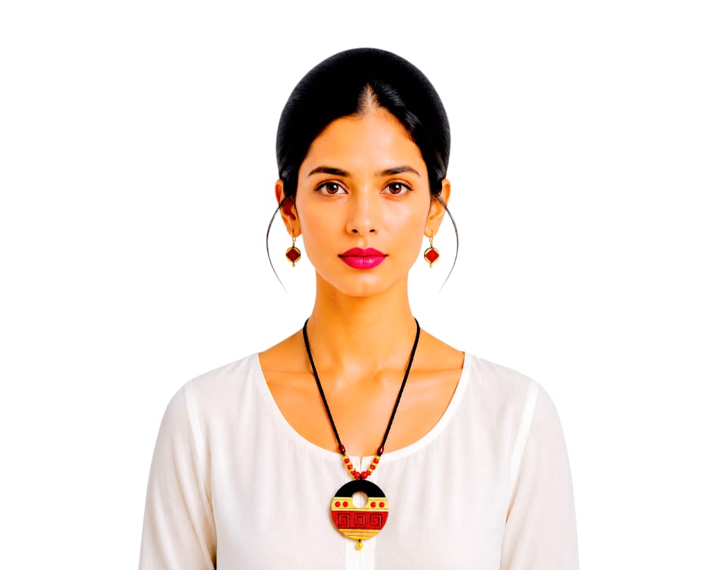 Purely Handmade Terracotta Rope Necklace With Earrings