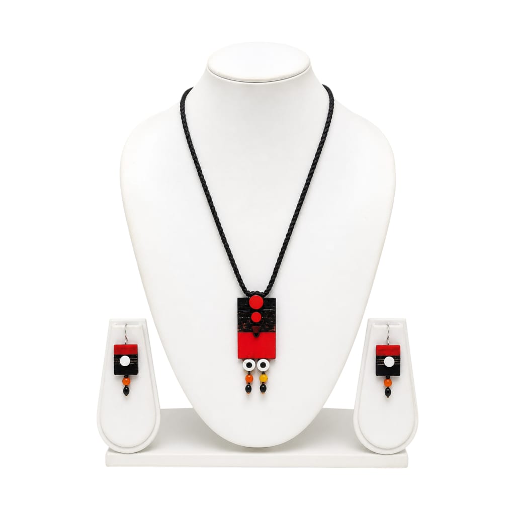 Purely Handmade Terracotta Rope Necklace With Earrings