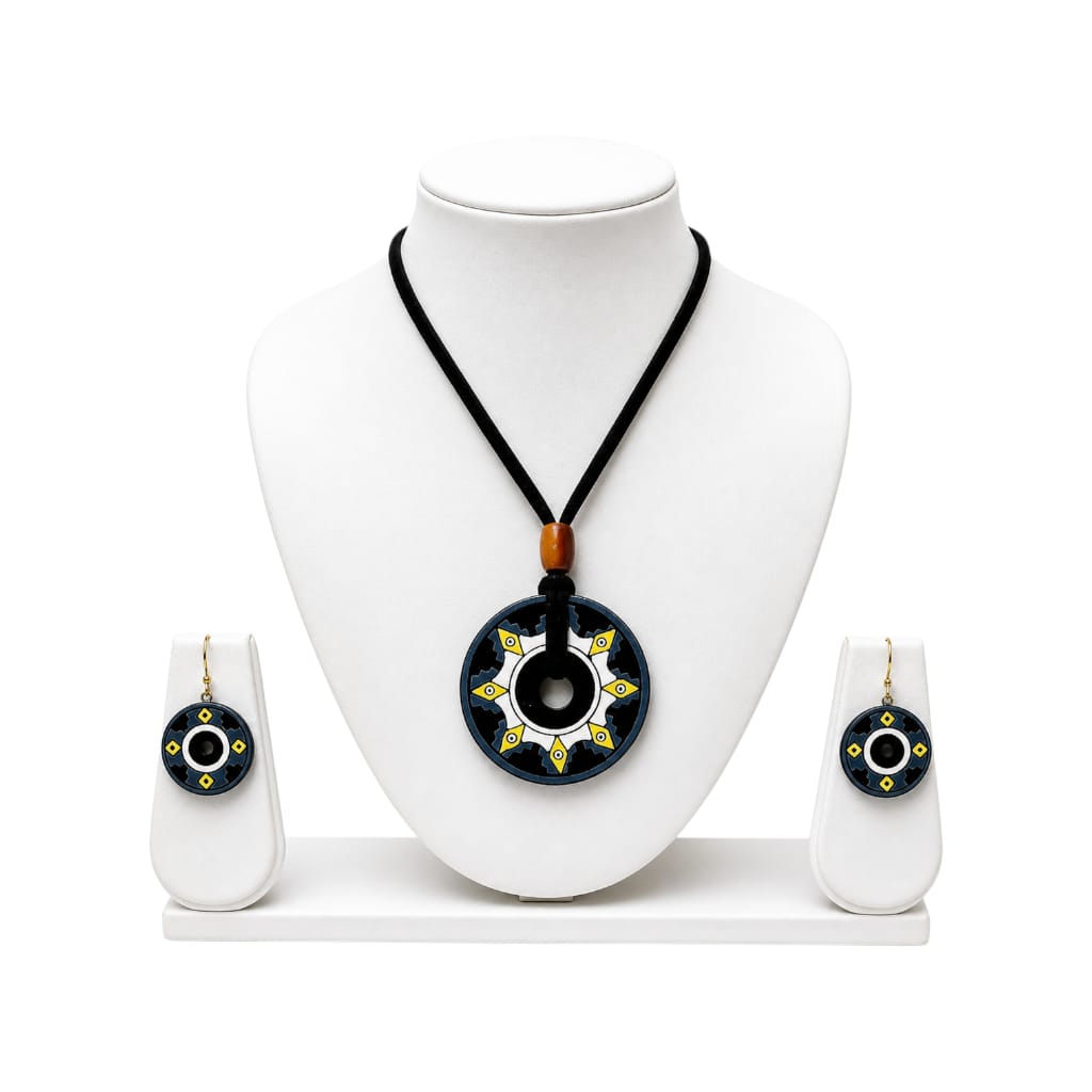 Purely Handmade Terracotta Rope Necklace With Earrings