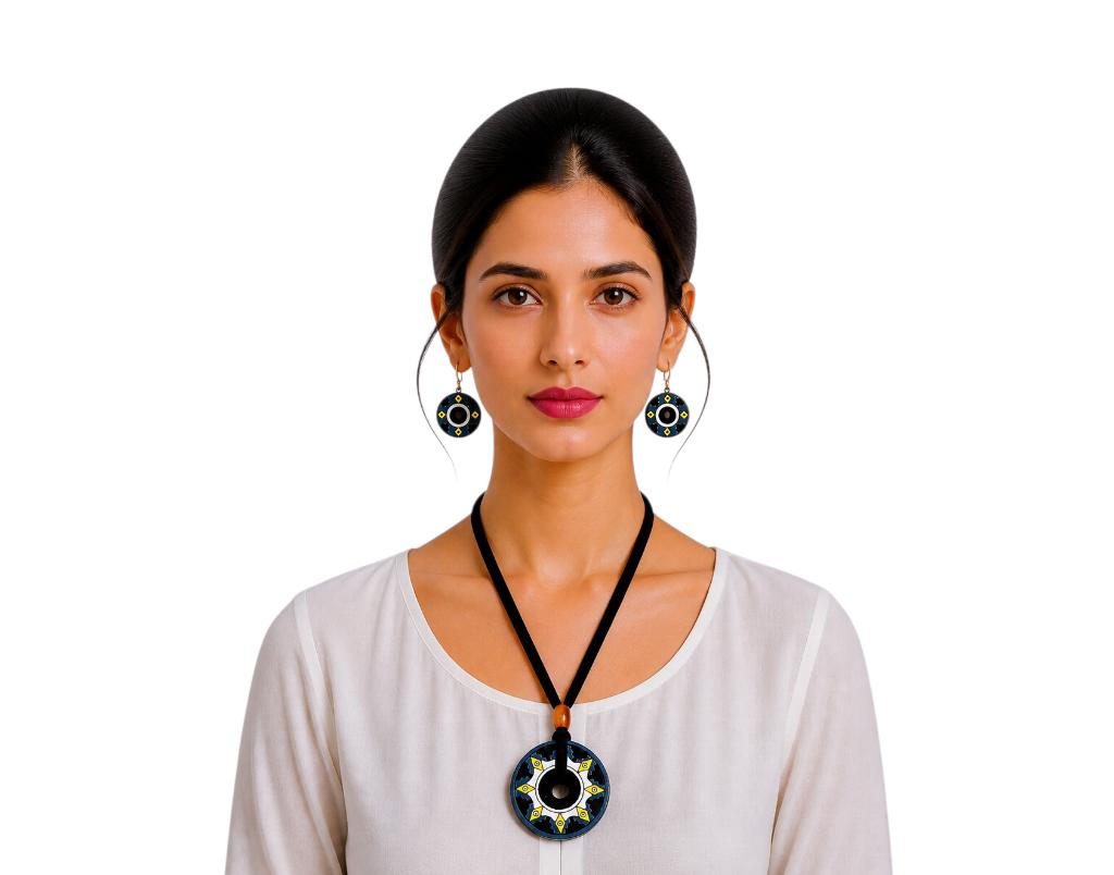 Purely Handmade Terracotta Rope Necklace With Earrings