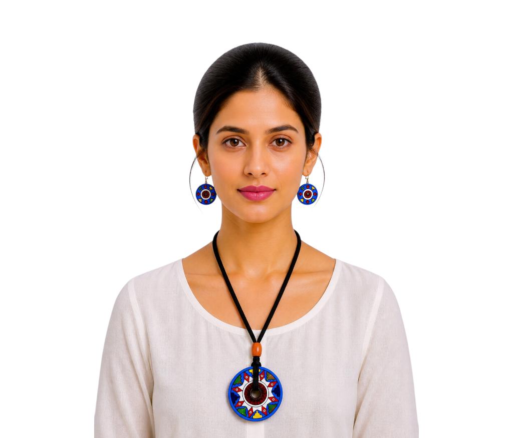 Purely Handmade Terracotta Rope Necklace With Earrings