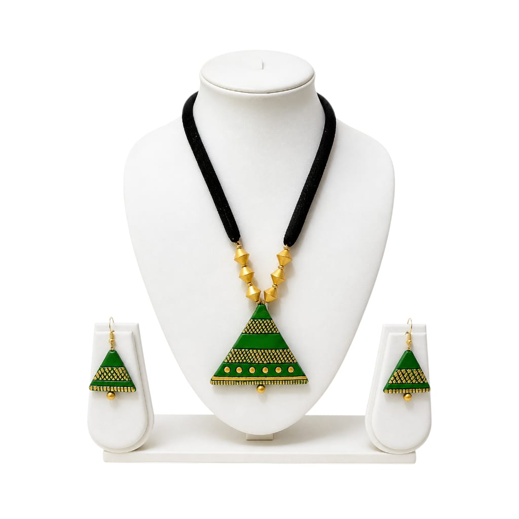 Purely Handmade Terracotta Rope Necklace With Earrings