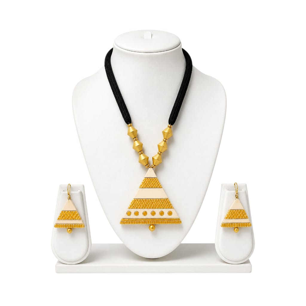 Purely Handmade Terracotta Rope Necklace With Earrings
