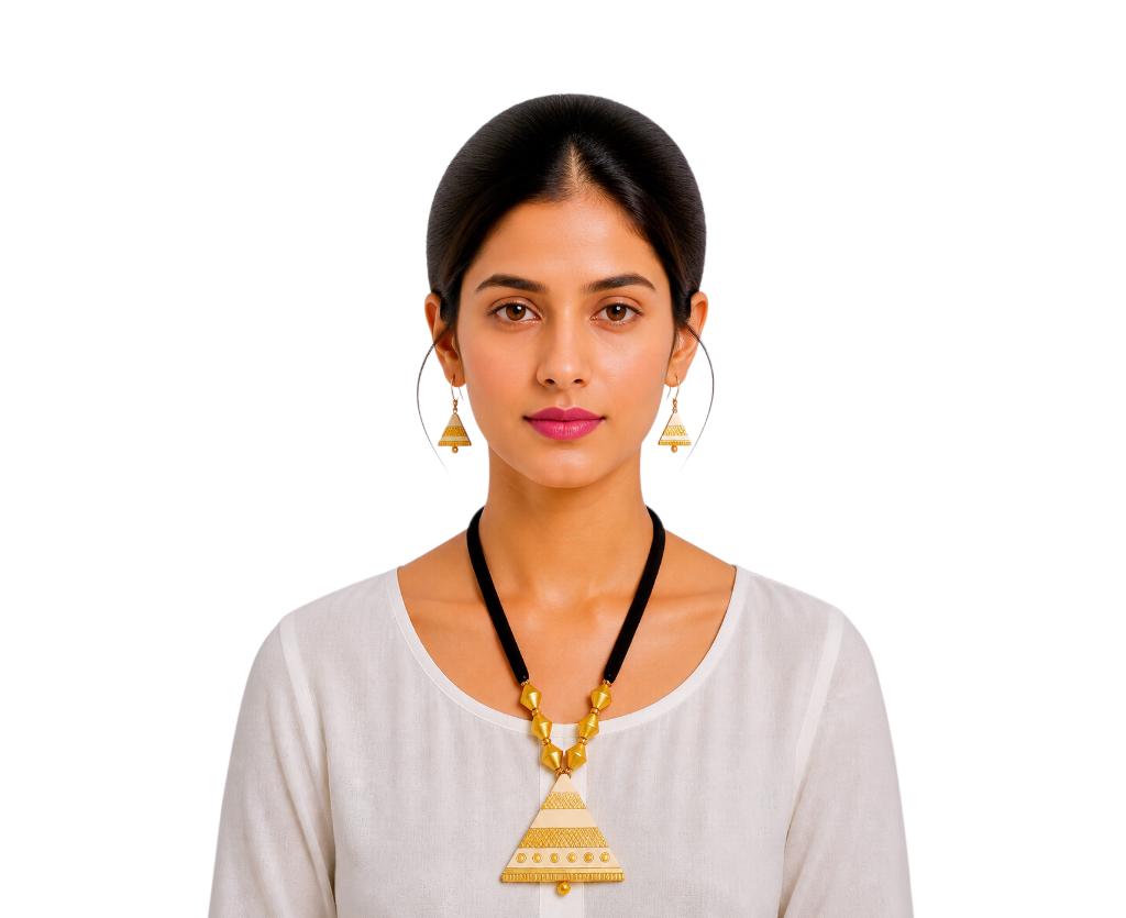 Purely Handmade Terracotta Rope Necklace With Earrings