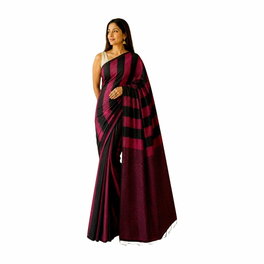 Pure Cotton Handloom Striped Sarees with Blouse Piece