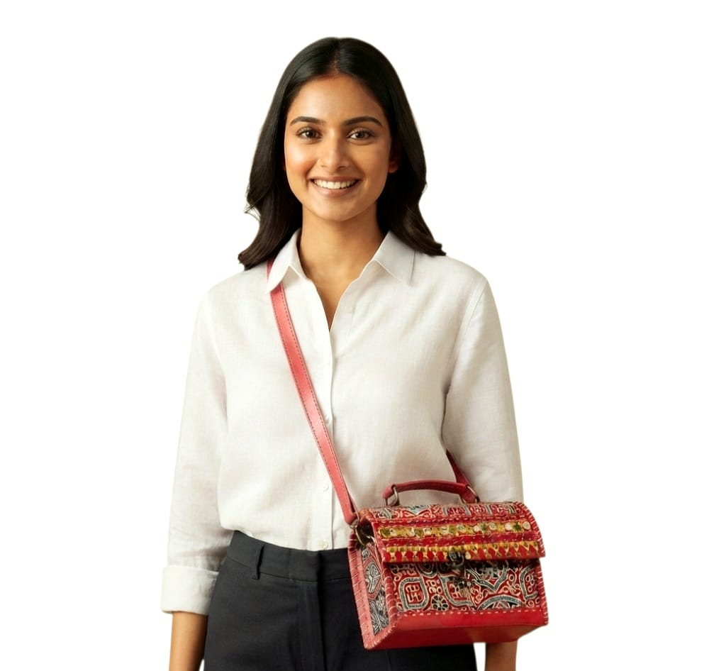 Handcrafted Leather Box-Style Sling Bag