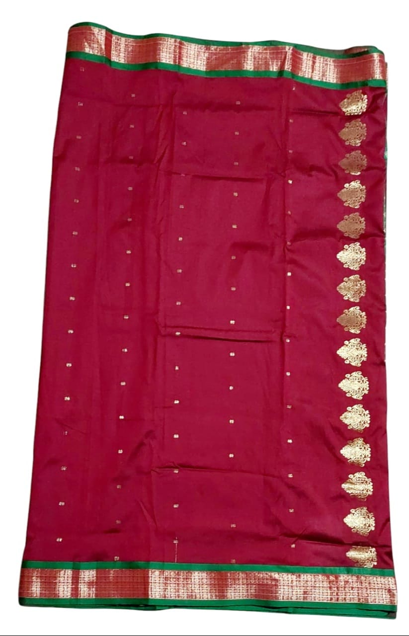 Women's Bomkai Silk Saree with Meenakari Thread & Golden Zari Work