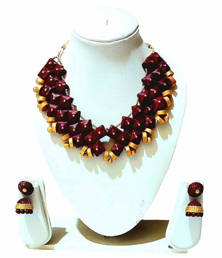 Handmade Terracotta Collar Necklace Set