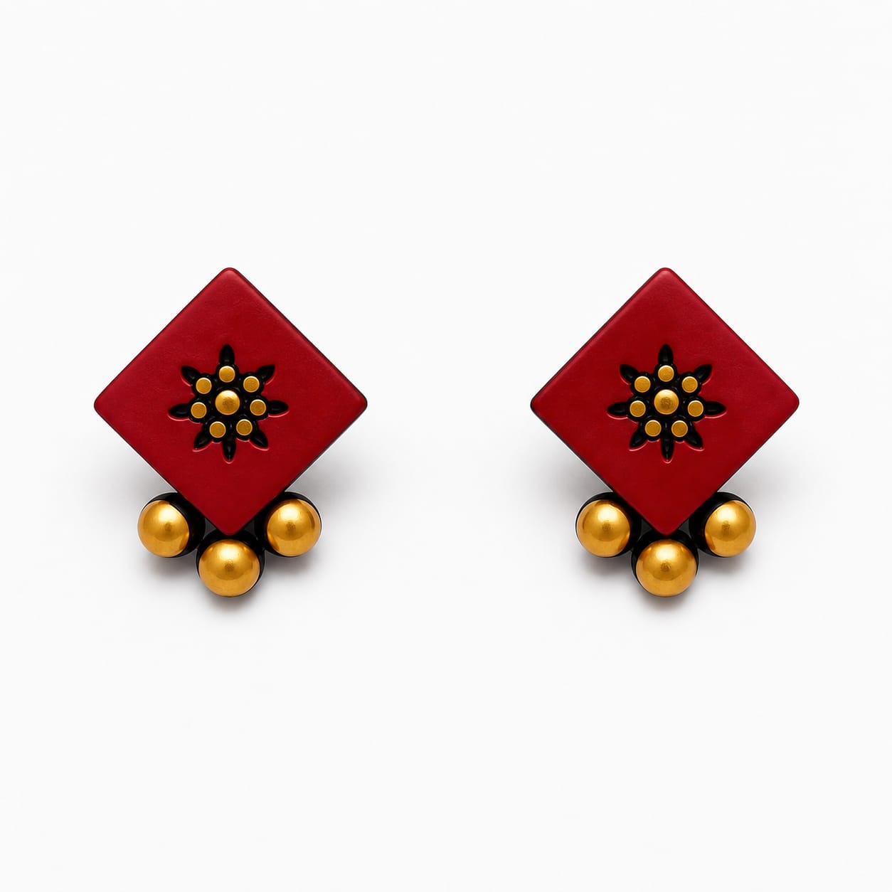Lightweight Diamond Shaped Terracotta Stud Earrings