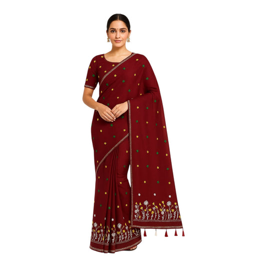 Fashweave Pure Cotton Embroidered Saree for Women and Girls | A Timeless Fusion of Traditional Craftsmanship and Contemporary Elegance, Perfect for Every Special Occasion