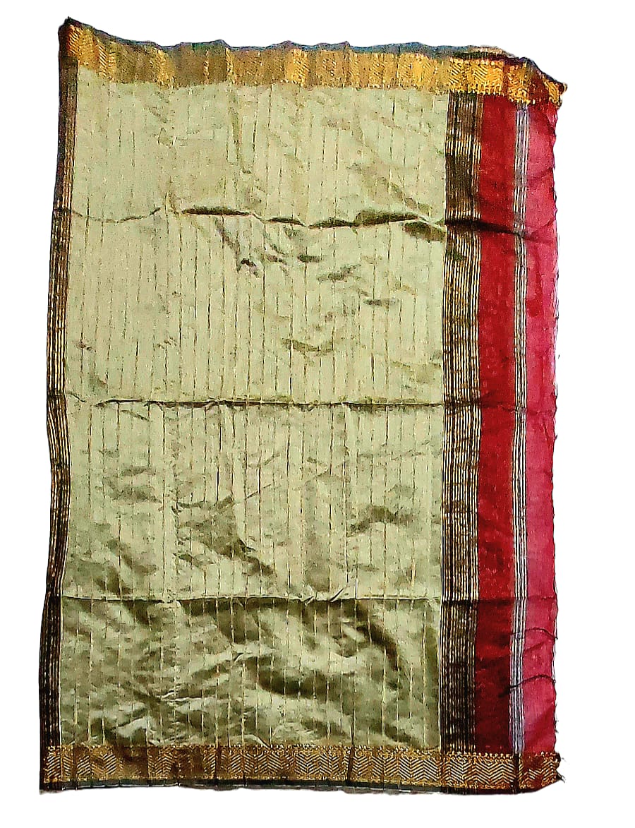 Maheshwari Cotton Silk Saree with Contrast Blouse & Contrast Pallu