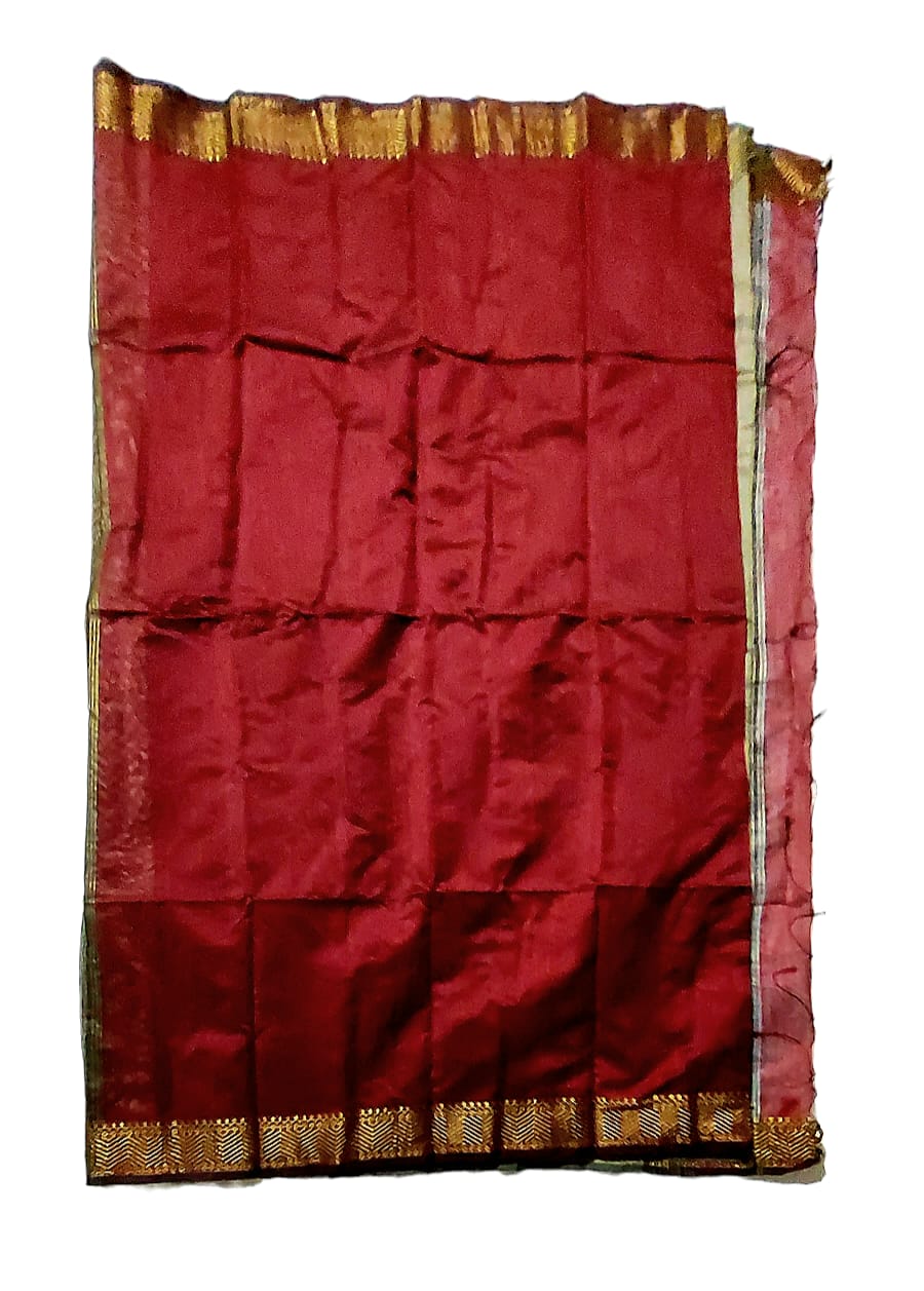 Maheshwari Cotton Silk Saree with Contrast Blouse & Contrast Pallu